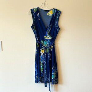 "Apt. 9 Sleeveless Floral Pattern Dress V Neck with Tie Belt